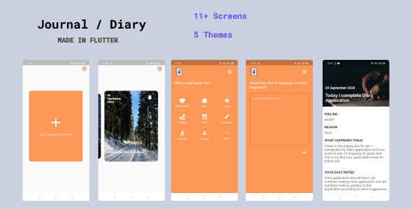 Diary / Journal Application | Offline Support only Flutter  Mobile App template