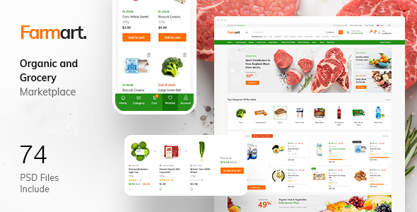Farmart - Organic & Grocery Marketplace eCommerce PSD Template   Design Uikit