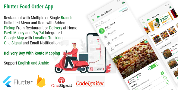 Food Order Flutter Complete application for Android and IOS + Food Delivery boy Native Android app Flutter Food &amp; Goods Delivery Mobile App template