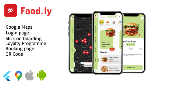 Food.ly - Restaurant App Design Flutter Food &amp; Goods Delivery Mobile App template