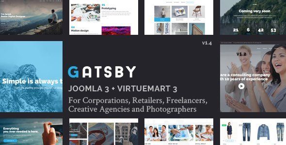 Gatsby - Corporate Joomla 3 + Virtuemart 3 Template  Ecommerce Mobile App template