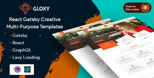 Gloxy - Gatsby React Multi-Purpose Template   Mobile App template