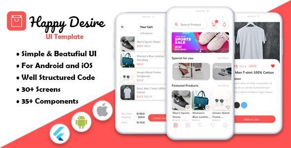 Happy Desire - Flutter Ecommerce App Template Flutter Ecommerce Mobile App template