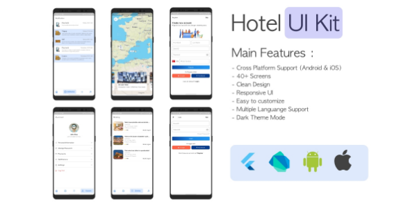 Hotel Booking Application Template iOS & Android - Flutter Flutter Travel Booking &amp; Rent Mobile App template