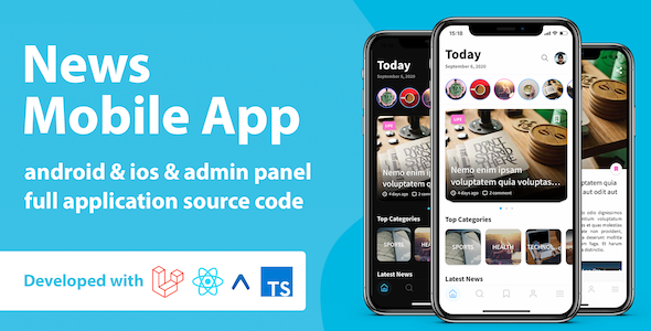 News Mobile Application with Admin Panel | React Native & PHP Laravel React native News &amp; Blogging Mobile App template