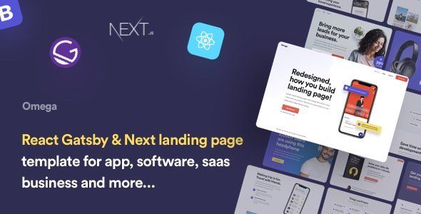 Omega - React Gatsby & Next Landing Page Template  Developer Tools Mobile App template