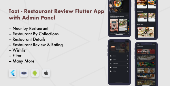 Restaurant Review Flutter App with Admin Panel Flutter Food &amp; Goods Delivery Mobile App template