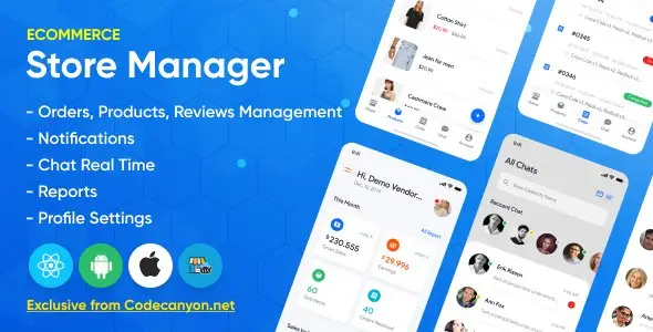 Store Manager - React Native Application for Wordpress Woocomerce. React native Ecommerce Mobile App template