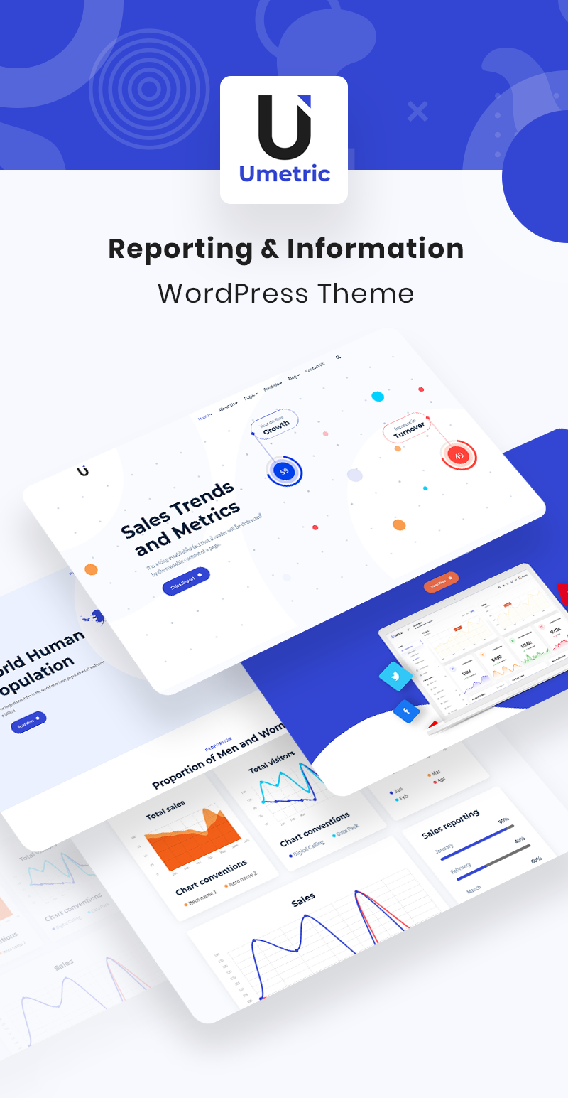 Umetric - WordPress Dashboard, Reporting and Infographic Theme - 5