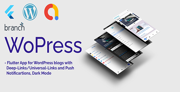 WoPress - Flutter App For WordPress News Sites and Blogs Flutter News &amp; Blogging Mobile App template