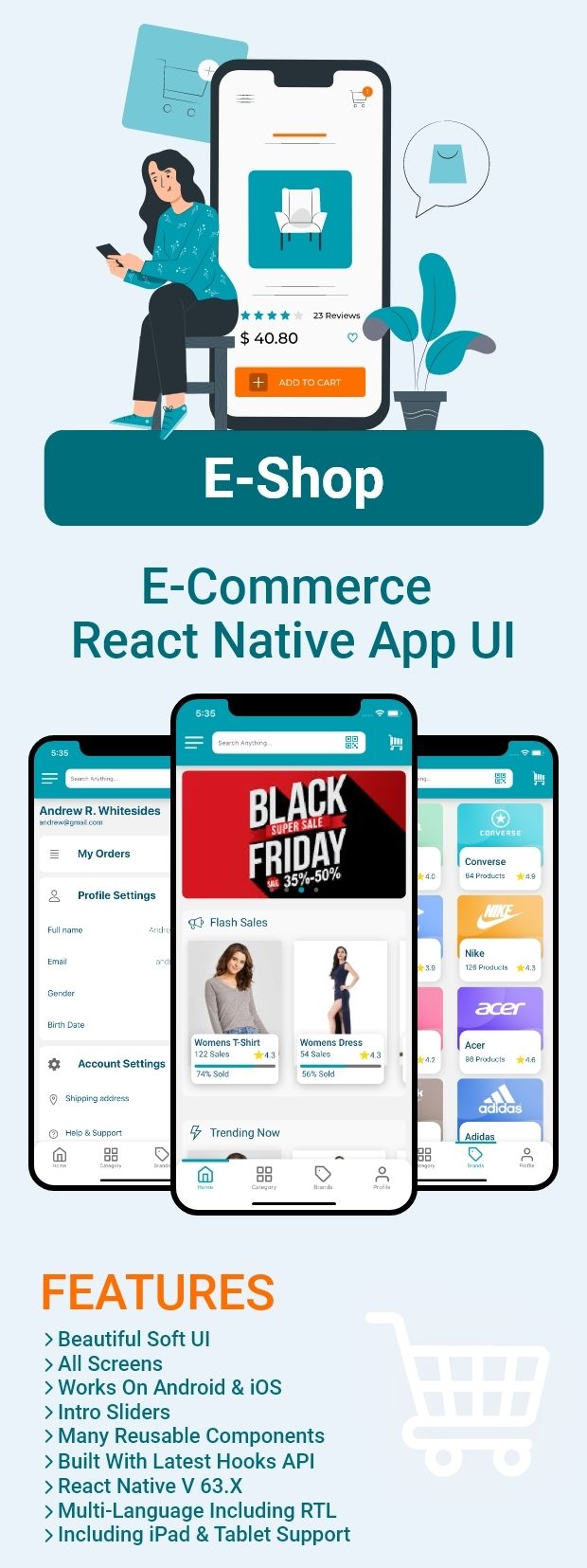 eShop- eCommerce React Native App UI Template - 1