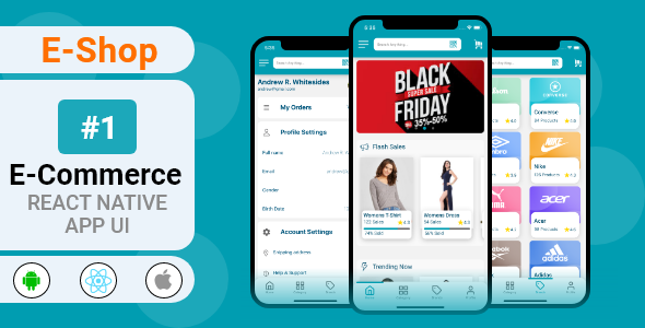 eShop- eCommerce React Native App UI Template Flutter Ecommerce Mobile App template