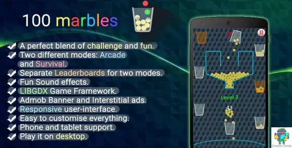 100 Marbles Android Game Mobile App template