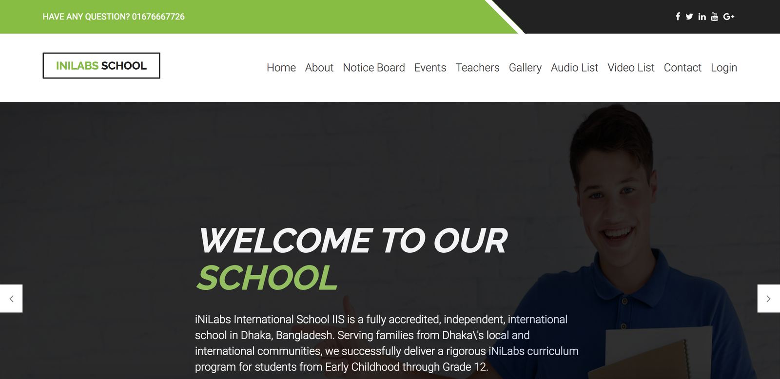 iNilabs School Management System Express - Built in website with advanced content management system