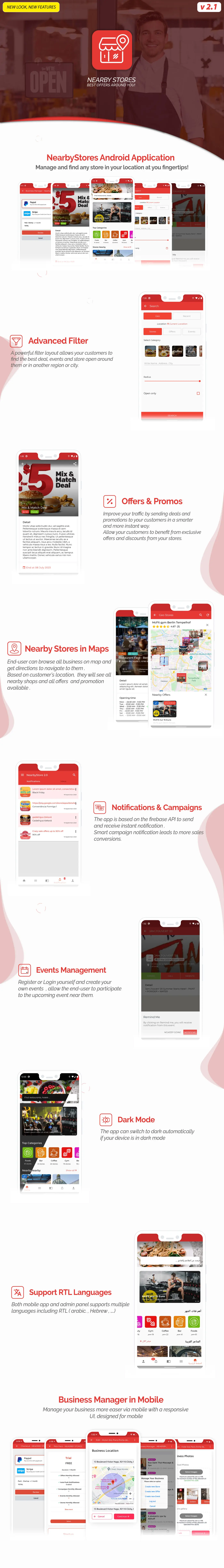 NearbyStores Android - Offers, Events, Multi-Purpose, Restaurant, Market - Subscription & WEB Panel - 2