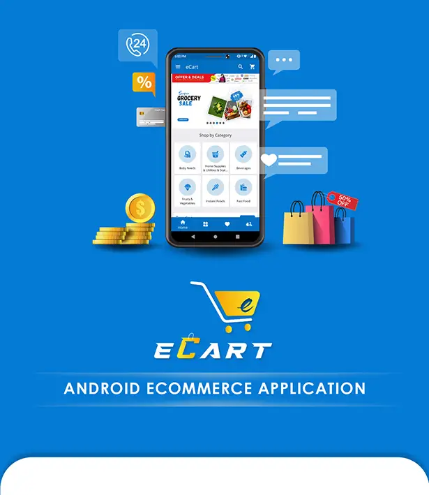eCart - Grocery, Food Delivery, Fruits & Vegetable store, Full Android Ecommerce App - 1