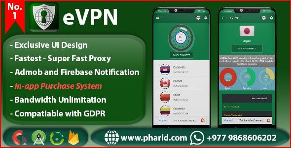 eVPN - Free Ultimate VPN | Android VPN, Billing, Phone Booster, Admob / Push Notification Android  Mobile App template