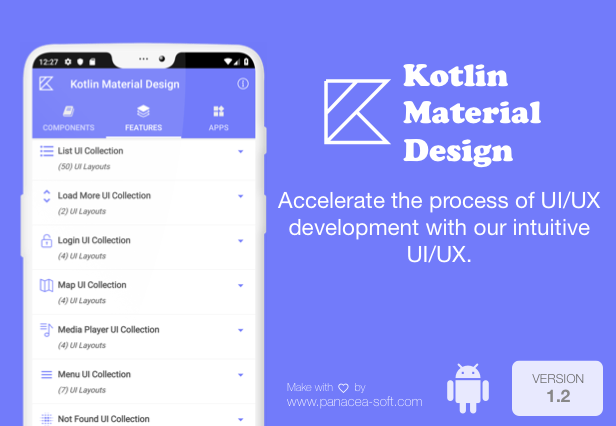 Kotlin Material Design (Google Android Material Design UI Components and Template Collection) 1.2 - 3