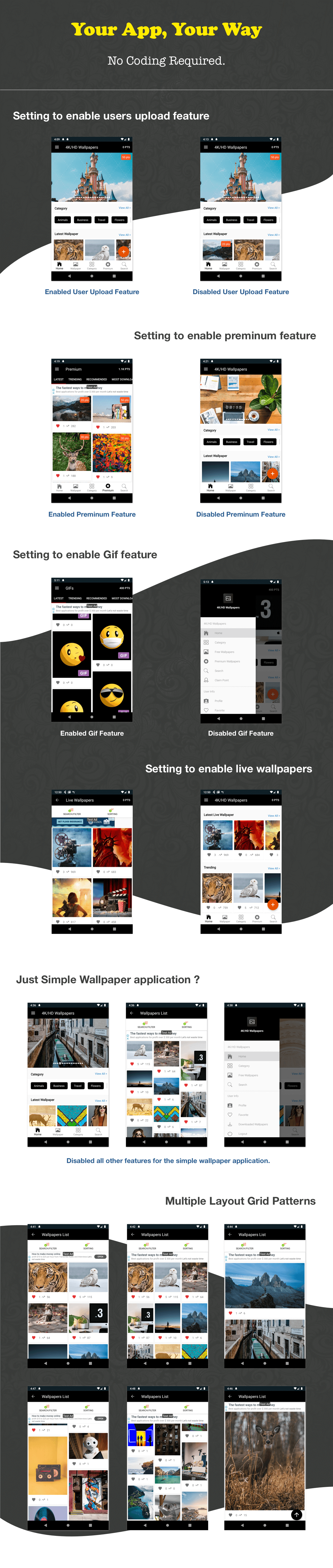 4K/HD Wallpaper Android App ( Auto Shuffle + Gif + Live + Admob + Firebase Noti + PHP Backend) 3.1 - 4