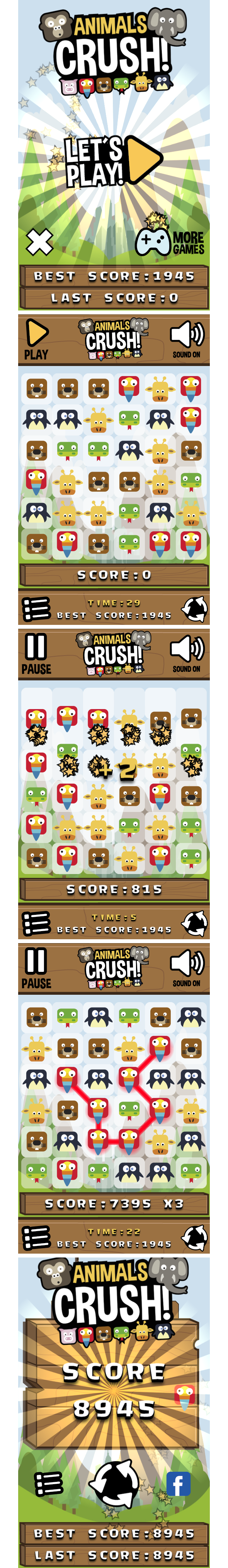 Animals Crush Match3 - HTML5 Game + Android + AdMob (Construct 3 | Construct 2 | Capx) - 3
