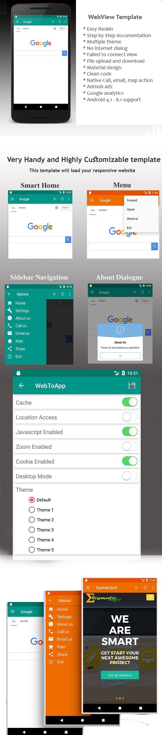 Easy Web - Android Native WebView | WebToApp Template with Admob and Push Notification - 3