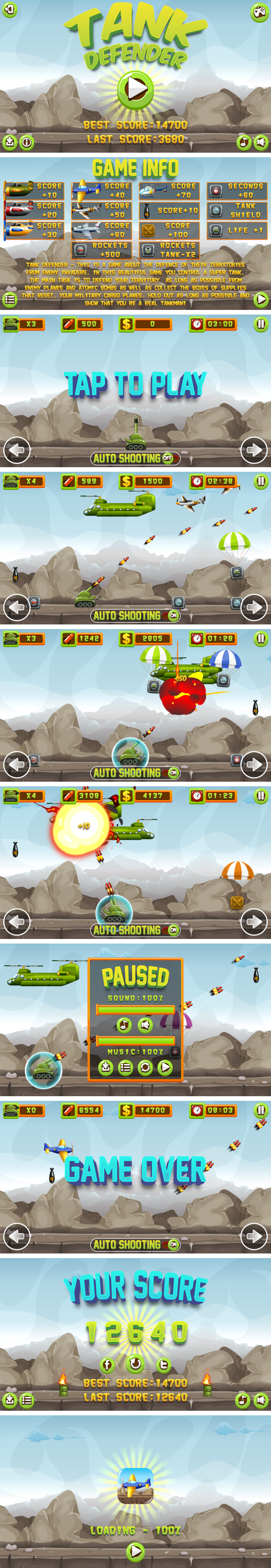 Tank Defender - HTML5 Game, Mobile Version+AdMob!!! (Construct 3 | Construct 2 | Capx) - 1