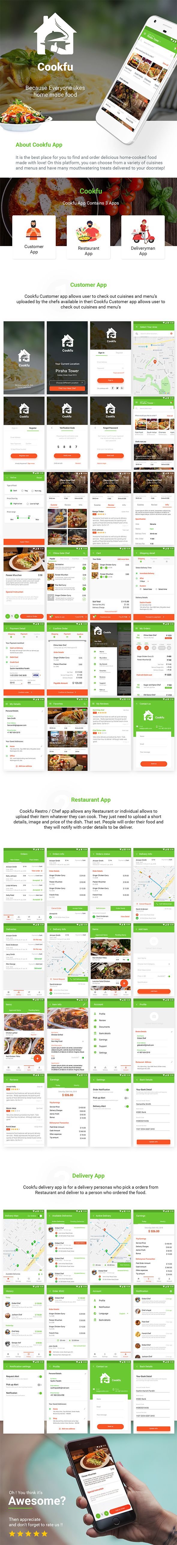 Multi Restaurant Food Delivery & Ordering Android App Template|3 Apps| Cookfu (XML Code) - 2