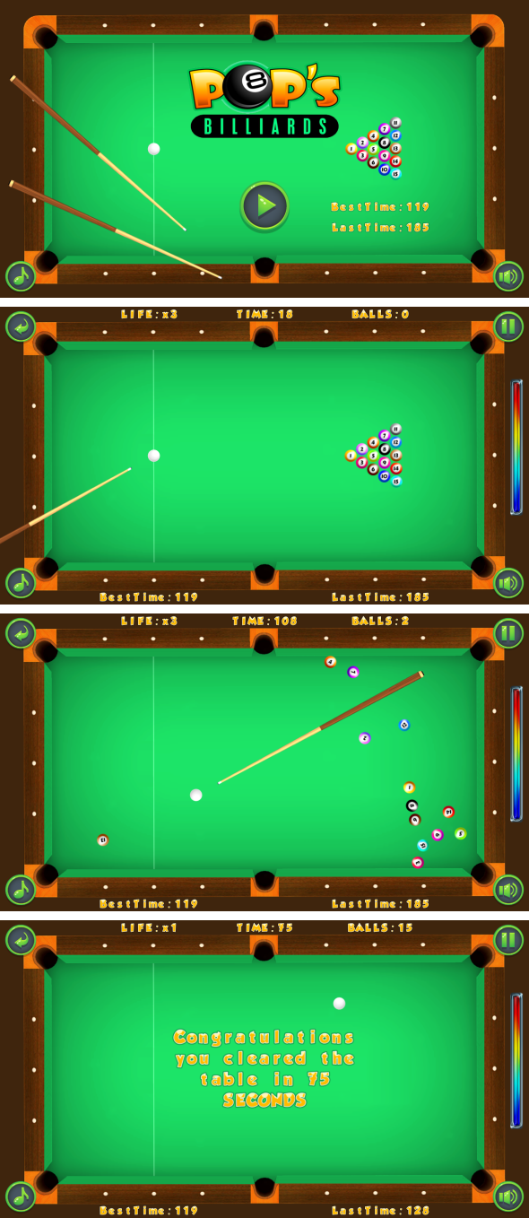 POP's Billiards - HTML5 Game + Mobile + AdMob (Construct 3 | Construct 2 | Capx) - 3