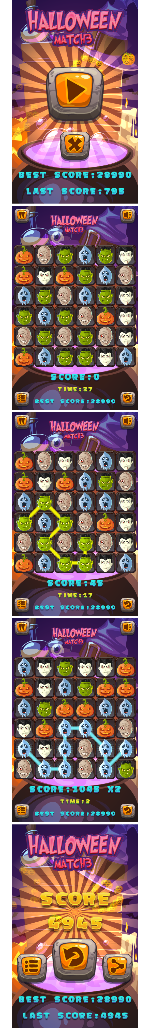 Halloween Match3 - HTML5 Game + Android + AdMob (Construct 3 | Construct 2 | Capx) - 3