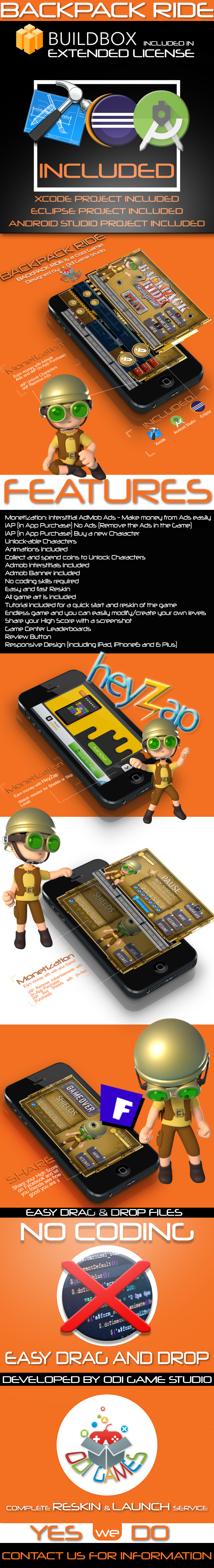 BackPack Ride - iOS - Android - iAP + ADMOB + Leaderboards + HeyZap - 2
