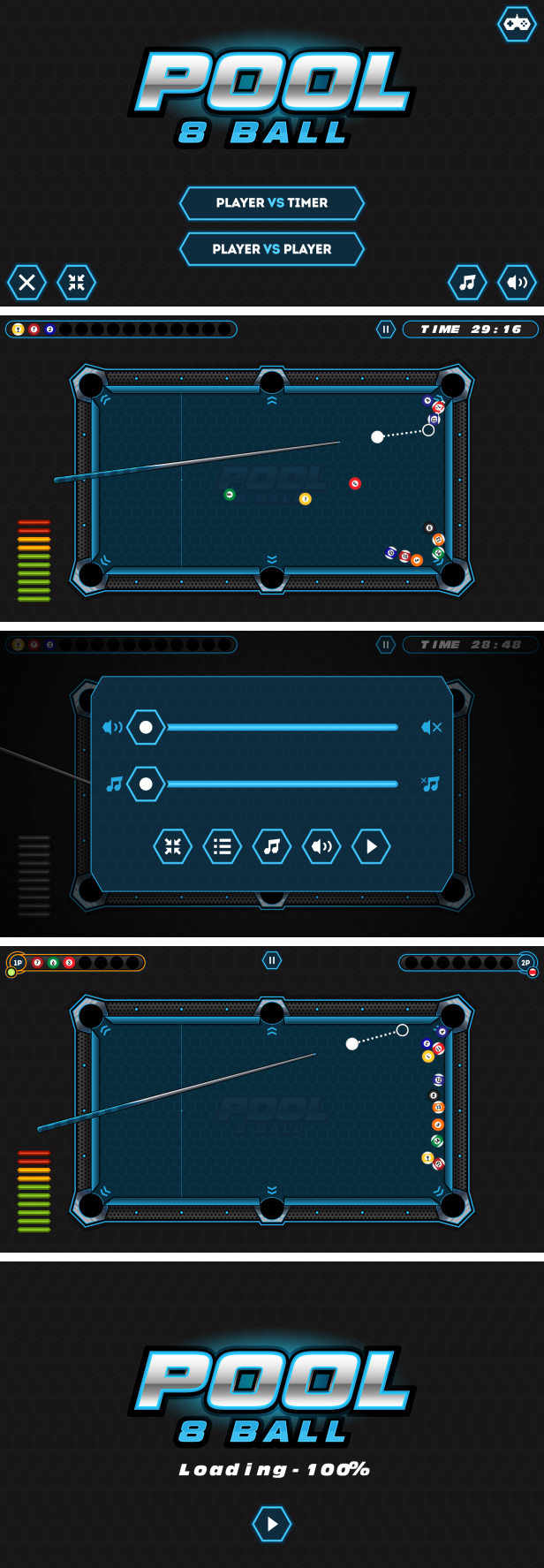 Pool 8 Ball - HTML5 Game + Mobile Version! (Construct 3 | Construct 2 | Capx) - 3