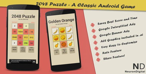 2048 Puzzle - A Classic Android Game Android Game Mobile App template