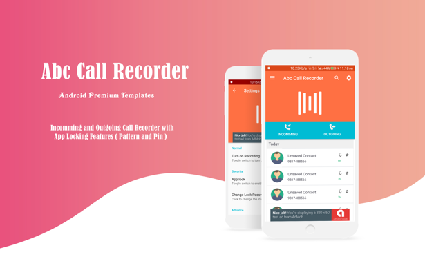 Abc Call Recorder - Beautiful UI, Admob, Firebase Push Notification, Playstore Policy Compatiable - 5