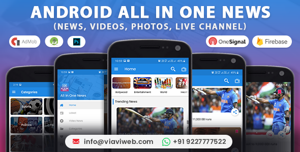 All In One News (News, Videos, Photos, Live Channel) Android News &amp; Blogging Mobile App template