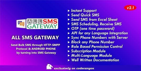 All SMS Gateway - Send Bulk SMS through HTTP-SMPP Protocol & Android Phone by Turning into Gateway Android Developer Tools Mobile App template