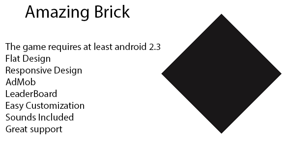 Amazing Brick Template AdMob + leaderboard Android Game Mobile App template