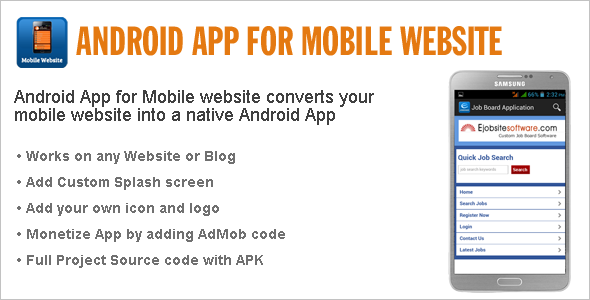 Android App for Mobile Website Android  Mobile App template