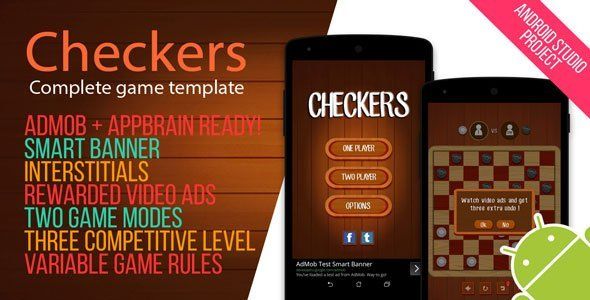 Android Checkers Game with Admob Android Game Mobile App template