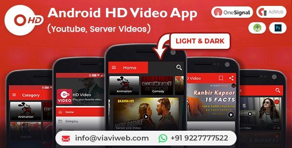Android HD Video App (Youtube, Server Videos ) Android  Mobile App template