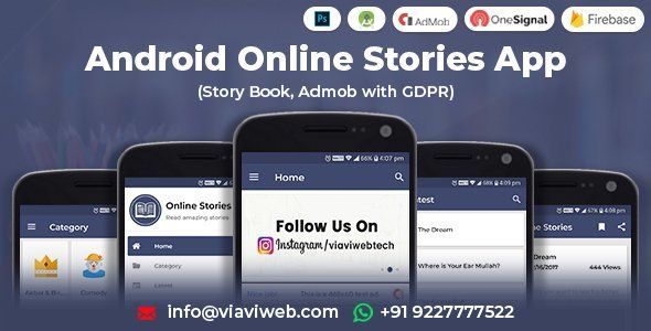 Android Online Stories App (Story Book, Admob with GDPR) Android Books, Courses &amp; Learning Mobile App template