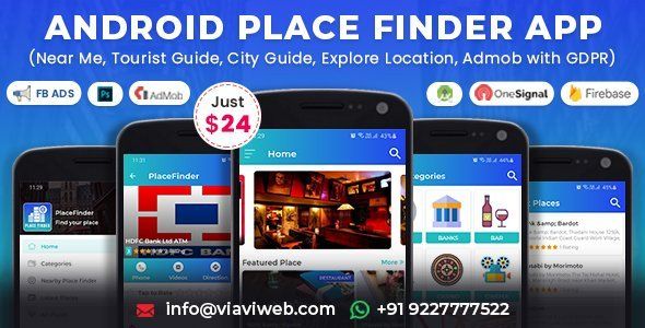 Android Place Finder (Near Me,Tourist Guide,City Guide,Explore Location, Admob with GDPR) Android  Mobile App template