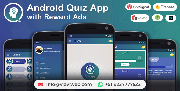 Android Quiz App with Reward Ads (Quiz, Lucky Wheel, Earn Point, LeaderBoard, Lucky Spin) Android Game Mobile App template