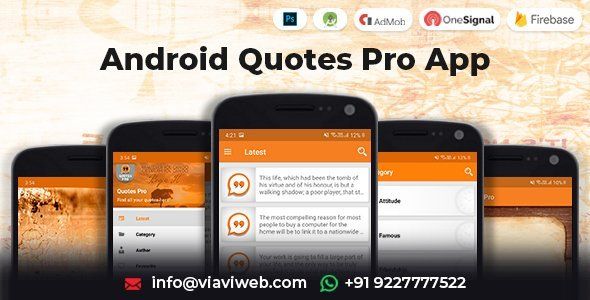 Android Quotes Pro App (Authors, Categories) Android  Mobile App template