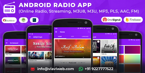 Android Radio App (Online Radio, Streaming, M3U8, M3U, MP3, PLS, AAC, FM) Android Music &amp; Video streaming Mobile App template