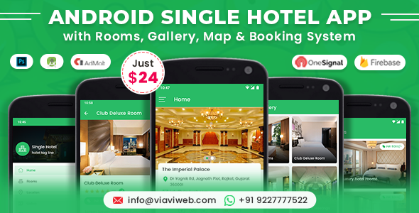 Android Single Hotel Application with Rooms, Gallery, Map & Booking System Android Food &amp; Goods Delivery Mobile App template