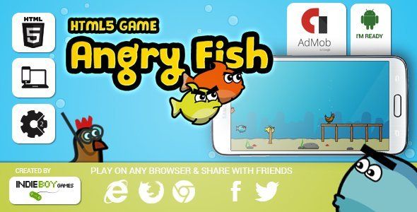 Angry Fish Android Game Mobile App template