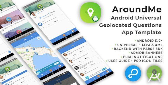 AroundMe | Android Universal Geolocation Questions App Template Android Social &amp; Dating Mobile App template