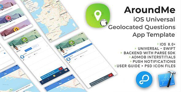 AroundMe | iOS Universal Geolocated Questions App Template (Swift) Android Ecommerce Mobile App template