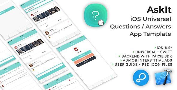 AskIt | iOS Universal Questions/Answers App Template (Swift) Android Social &amp; Dating Mobile App template