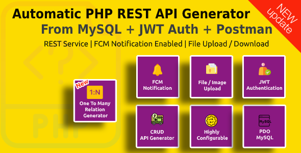 Automatic PHP REST API Generator + Postman Docs from MySQL Database With JWT Token Authentication Android  Mobile App template